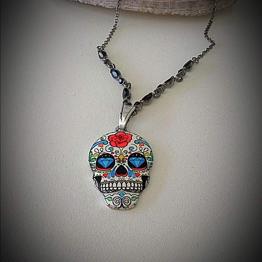 Sugar Skull Necklace, Mexican Holiday Necklace